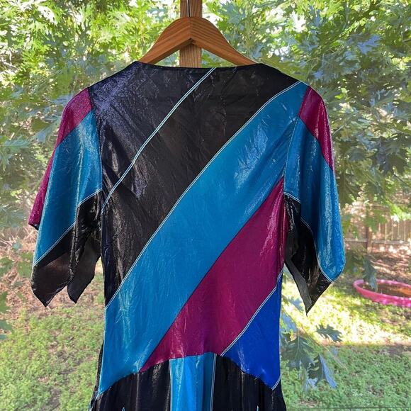 Diane Von Furstenburg Silk Metallic Colorblock Dress Size 10 - Picture 7 of 11